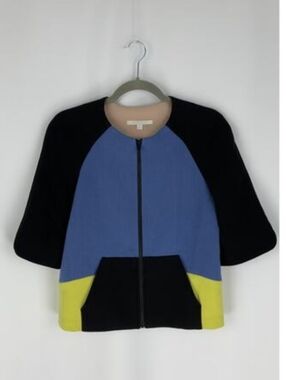 Jonathan Simkhai Colorblock Zip-Front Jacket in Blue, Black, Yellow